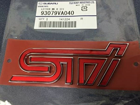 Genuine 2014-18 WRX STI Rear Red Trunk Badge Emblem STI 93079VA040 F/S Subaru