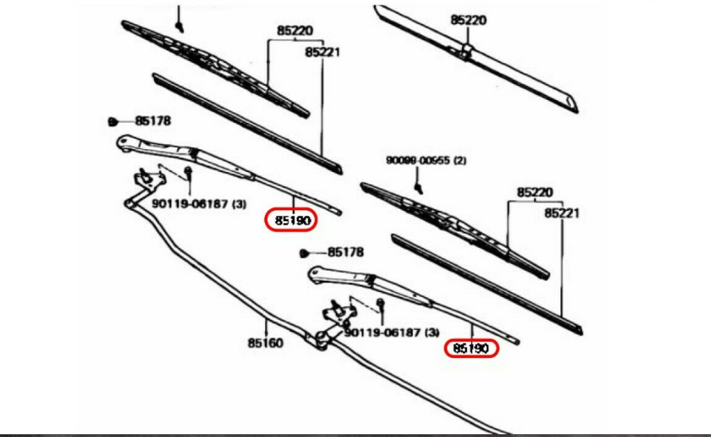 Toyota Genuine OEM Supra 88-93  MA70 RHD Front ARM ASSY WINDSHIELD WIPER