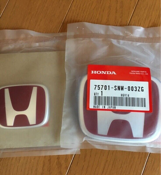 HONDA GENUINE CIVIC FD2 TYPE-R Front & REAR RED H EMBLEM BLACK TRIM JDM Japan